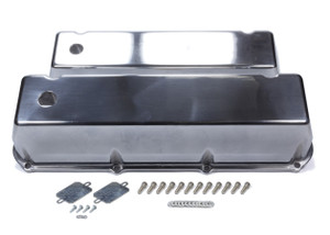 Mr. Gasket BBF Cast Alm Valve Cover Set w/Hole Polished 6873G