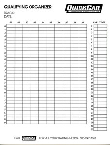 Quickcar Racing Products Qualifying Organizer Sheets (50pk) 51-236 Quickcar Racing Products Qualifying Organizer Sheets (50pk) 51-236