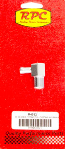 Racing Power Co-Packaged 90 Degree Fitting 3/8in Aluminum Chrome R4532 Racing Power Co-Packaged 90 Degree Fitting 3/8in Aluminum Chrome R4532