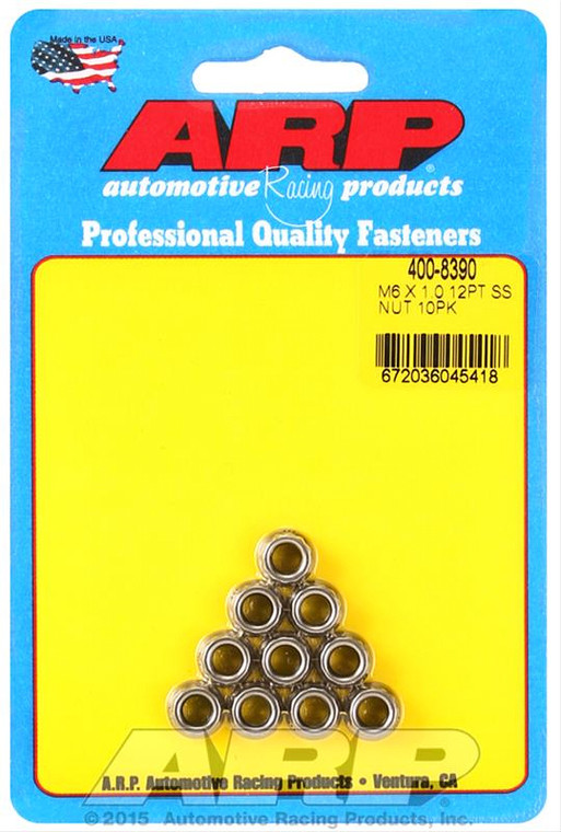 Arp 6mm x 1.00 12pt Nuts 10pk Stainless Steel 400-8390