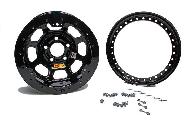 Aero Race Wheels 15x10 4in 5.00 Black Beadlock 53-105040B