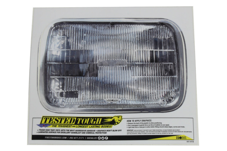 Fivestar Univer. Headlight Decal 8in x  5.4in H01-411S