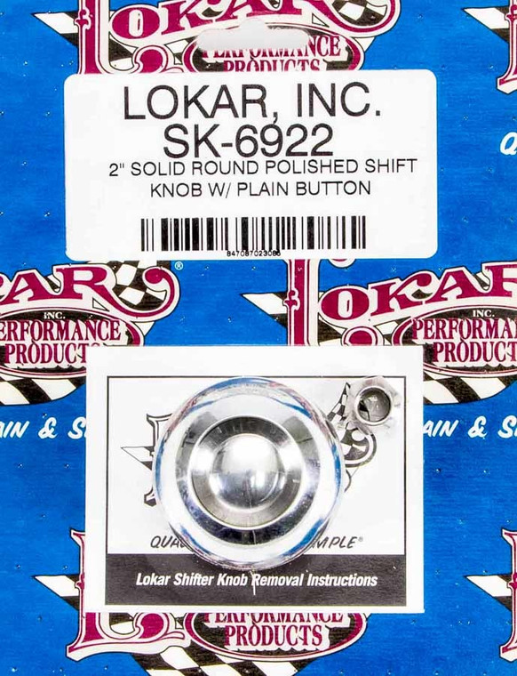 Lokar 2in Shift Knob Solid Round Polished w/Button SK-6922