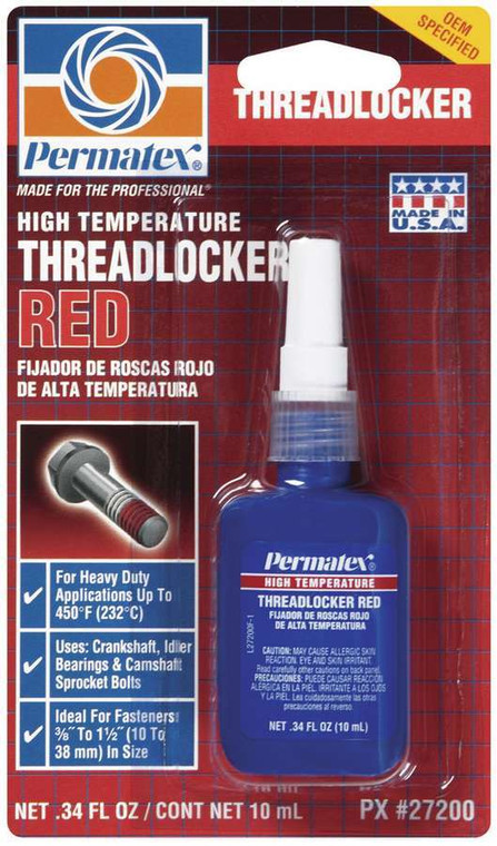 Permatex Hi Temp Threadlocker 10ml - Red 27200