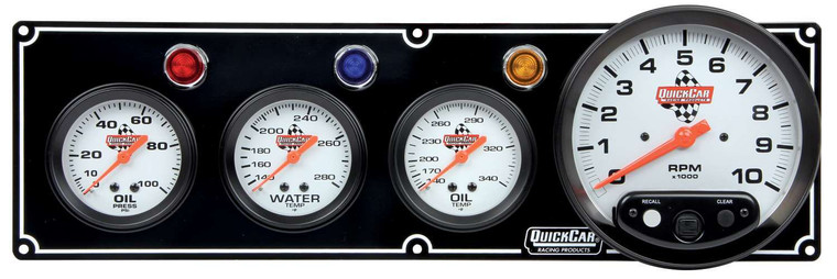 Quickcar Racing Products 3-1 Gauge Panel OP/WT/OT w/5in Tach Black 61-6741