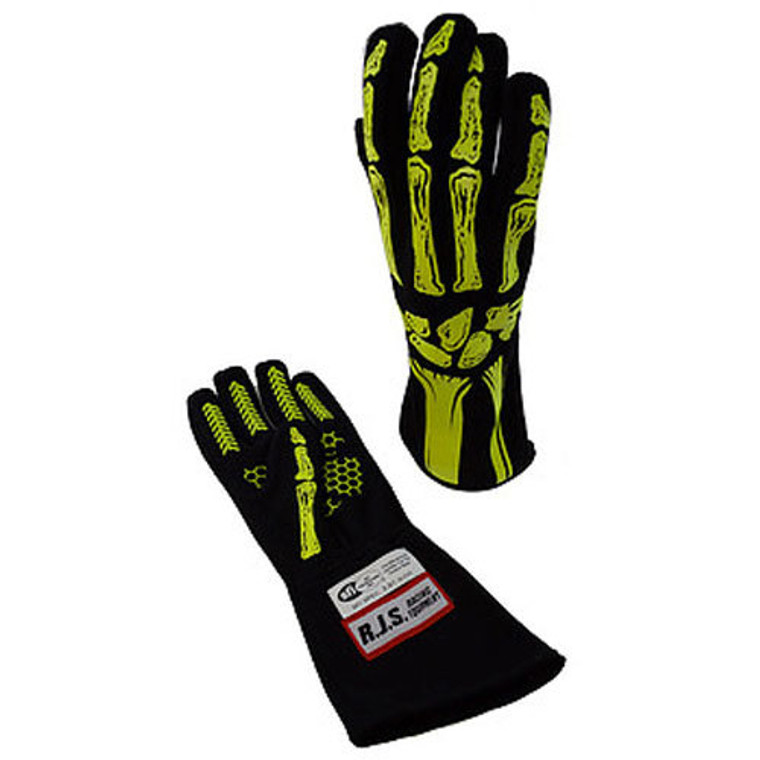 Rjs Safety Single Layer Yellow Skeleton Gloves X-Large 600090151