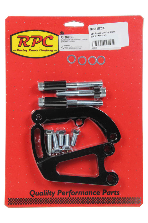 Racing Power Co-Packaged SBC Power Steering Brack et Kit LWP Black R4302BK