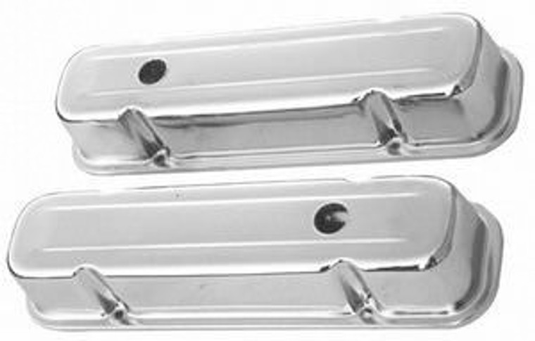 Racing Power Co-Packaged 59-79 Pontiac 326-455 Valve Covers Tall Chrome R9300