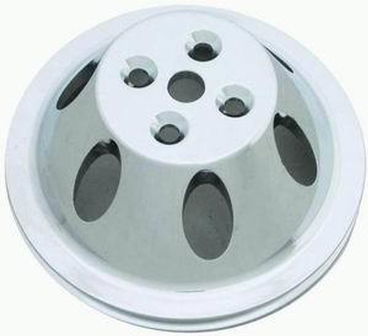 Racing Power Co-Packaged Pol Alum SBC Single Gro ove Pulley R9478POL