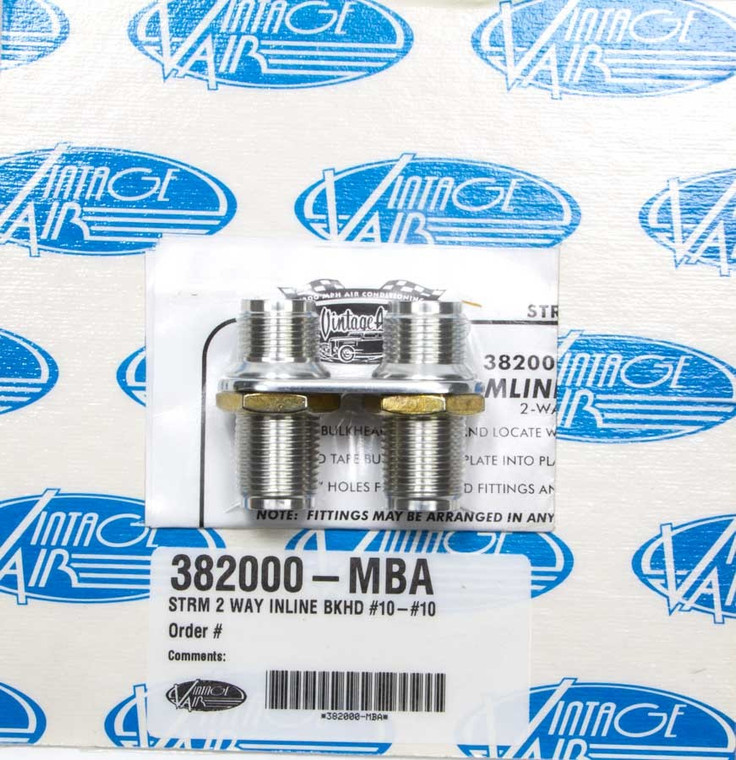Vintage Air 2 Way In Line Bulkhead #10 and #10 O-Ring 382000-MBA