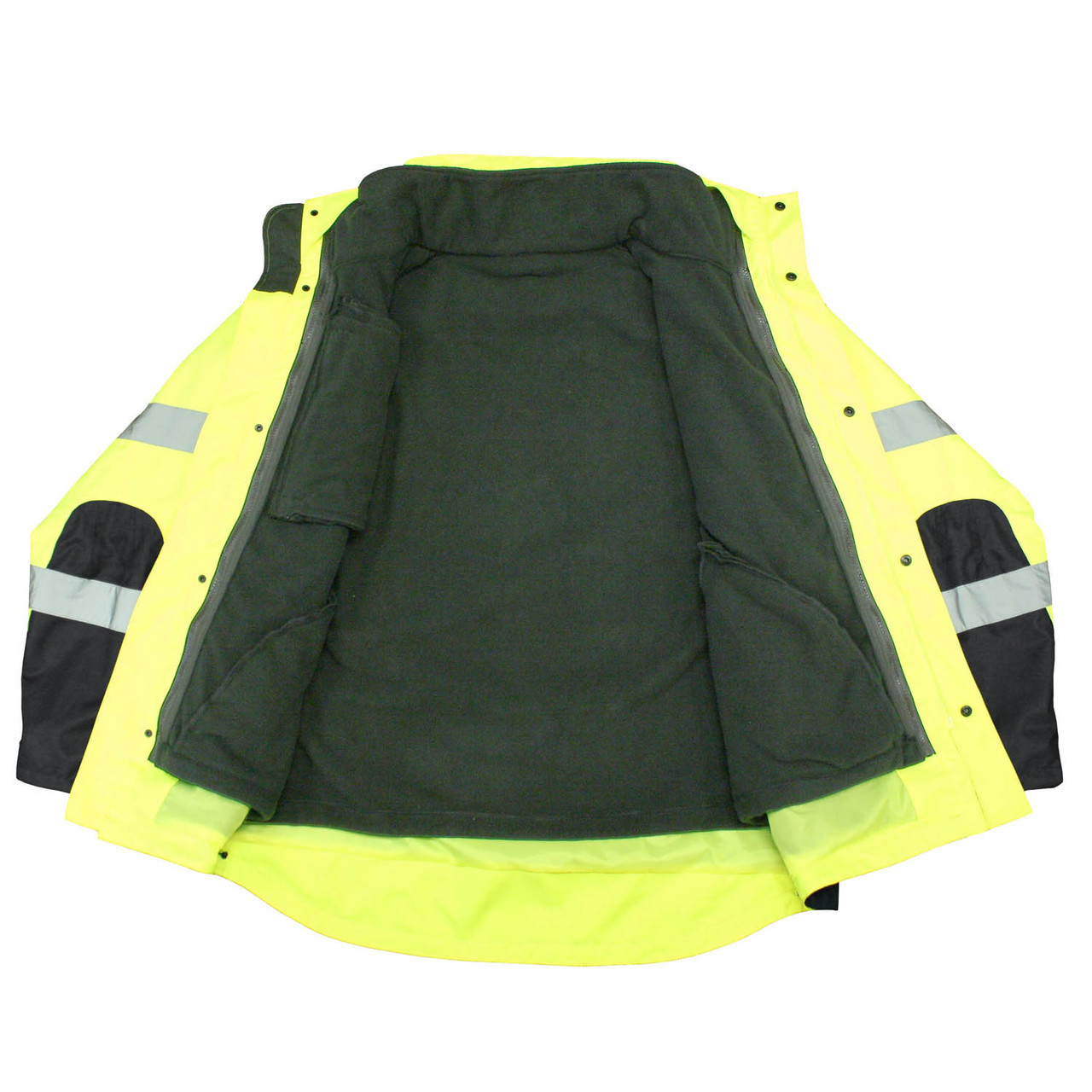 Three-in-One Hi-Vis Weatherproof Parka with Pass Through for Fall Protection and Fleece Lining