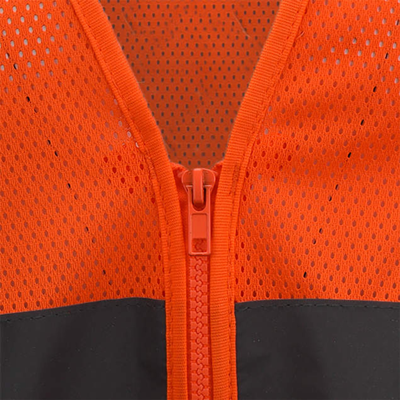 Medium Orange Multi Radians SV2ZOMM Polyester Mesh Economy Class 2 High Visibility Vest with Zipper Closure 