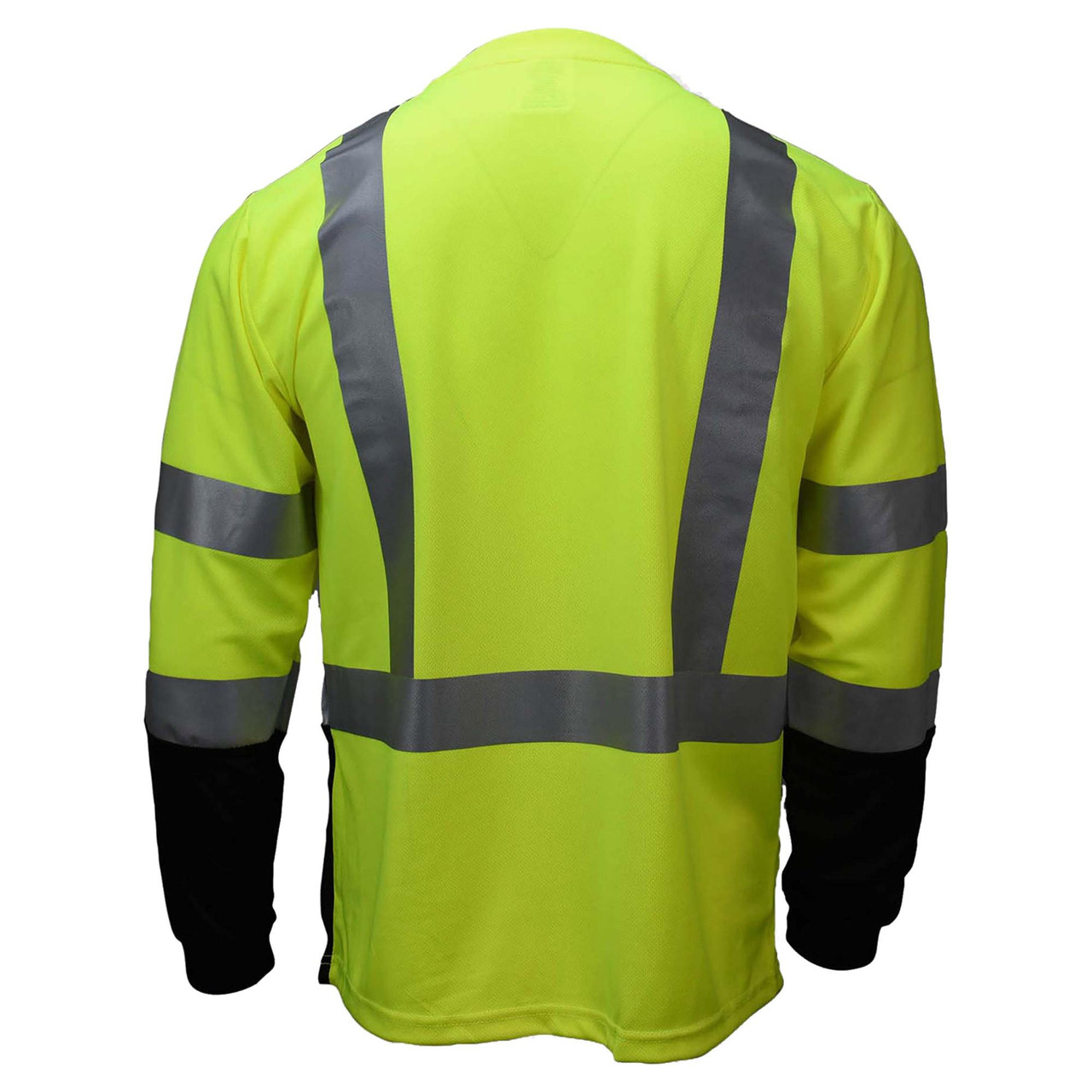 Radians ST21B-3PGS Type R Class 3 Black Bottom Wicking Birdseye Mesh Safety Shirt - Yellow/Lime