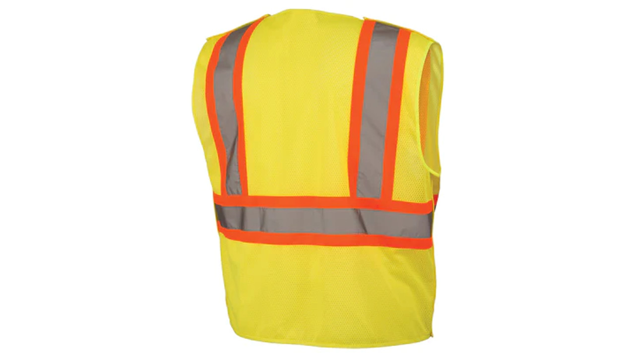 Pyramex RVHL2710BR Type R Class 2 Two-Tone Breakaway Safety Vest - Yellow/Lime