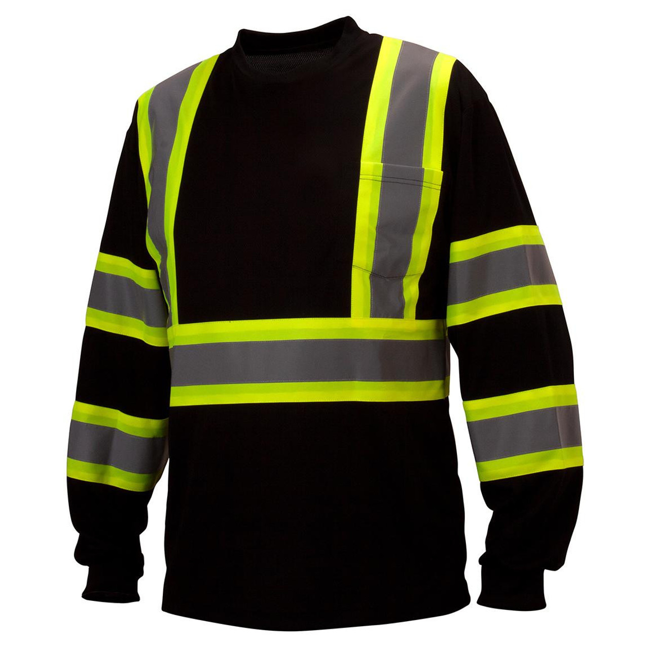 Pyramex RCLTS3111 Type O Class 1 X-Back Two-Tone Long Sleeve Black Safety Shirt 