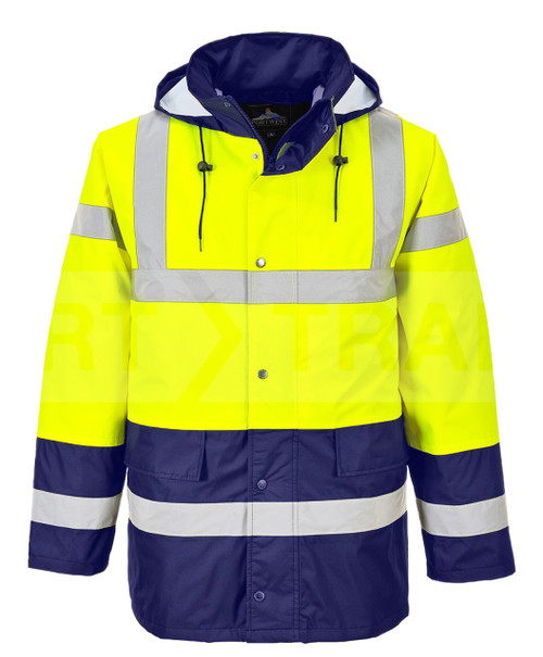 Hi-Vis Traffic Jacket - Hi-Vis Yellow/Navy Blue Bottom ## US466YNB ##