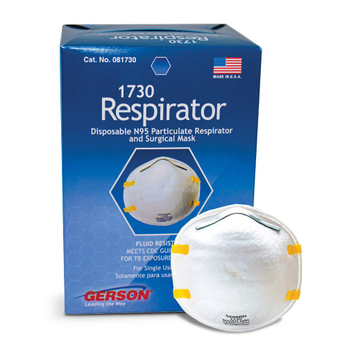 (Made in USA) Gerson 1730 N95 Particulate Respirator Mask( FDA cleared)- 20/Box