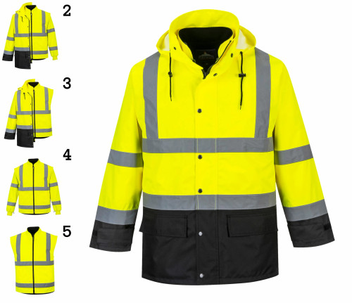 Radians 3 in 1 Hi-Vis Weatherproof Parka with Pass Through for