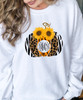 Monogrammed Animal Print Pumpkin With Sunflower Graphic Tee Shirt