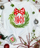 Monogrammed Christmas Wreath With Bow Graphic Tee Shirt