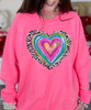 Valentine Heart Sweatshirt Neon Pink Close Up