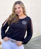 Monogrammed Jewel Neck Long Sleeve Shirt