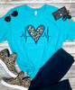 Monogrammed Nurse Leopard Heartbeat Bella Canvas Tee