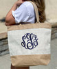 Monogrammed Patriotic Two Tone Jute Tote Bag