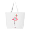 Personalized Flamingo With Sunglasses Canvas Tote Bag - White