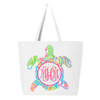 Personalized Lilly Sea Turtle Canvas Tote Bag - White
