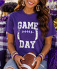 distressed game day graphic tee model image close up