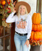 Monogrammed Orange Gingham Pumpkin Graphic Tee Shirt