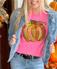 Colorful Pumpkin Graphic Shirt - Safety Pink
