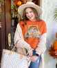 Plaid And Leopard Pumpkin Truck Graphic Shirt - Texas Orange