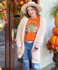 Plaid And Leopard Pumpkin Truck Graphic Shirt - Texas Orange