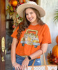 Plaid And Leopard Pumpkin Truck Graphic Shirt - Texas Orange