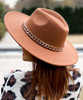 Top It Off Vintage Fedora Hat With Gold Chain - Brown