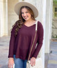 Warm Feelings Thermal V-Neck Top - Raisin