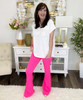  Flare With Me High Waist Stretch Disco Bell Bottom Pants - Neon Pink 