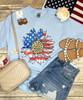 Patriotic Leopard Sunflower Shirt - Light Blue