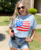 Watercolor Patriotic Flag Shirt - Light Blue