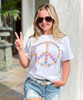 Colorful Floral Peace Sign Graphic Shirt