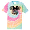 Monogrammed Leopard Mouse With Bow Tie-Dye Tee - Pastel Rainbow