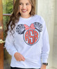 Monogrammed Halloween Mouse With Bow Graphic Tee Shirt
