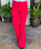 Flare With Me High Waist Stretch Disco Bell Bottom Pants - Red