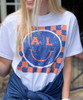 Customized Checkered Smiley Football Graphic Shirt