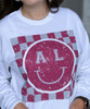 Customized Checkered Smiley Football Graphic Shirt