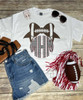 Monogrammed Customizable Football Bow Graphic Tee Shirt