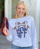 Monogrammed Customizable Football Bow Graphic Tee Shirt