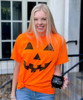 Distressed Jack O Lantern Graphic Tee Shirt